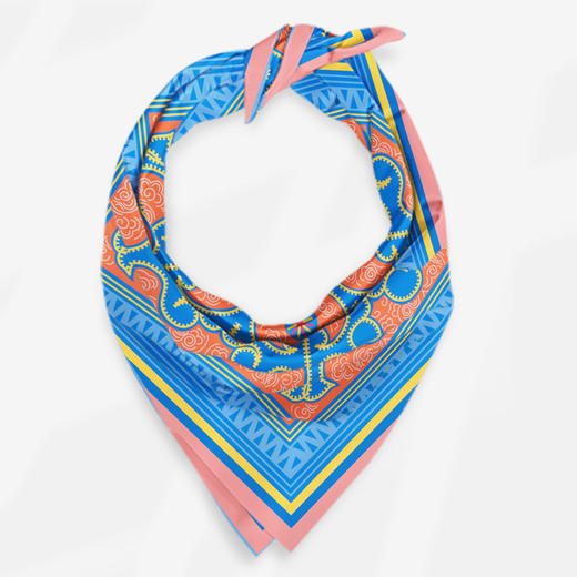 深山集市 手卷边苗族涡纹印花丝巾 商品图1