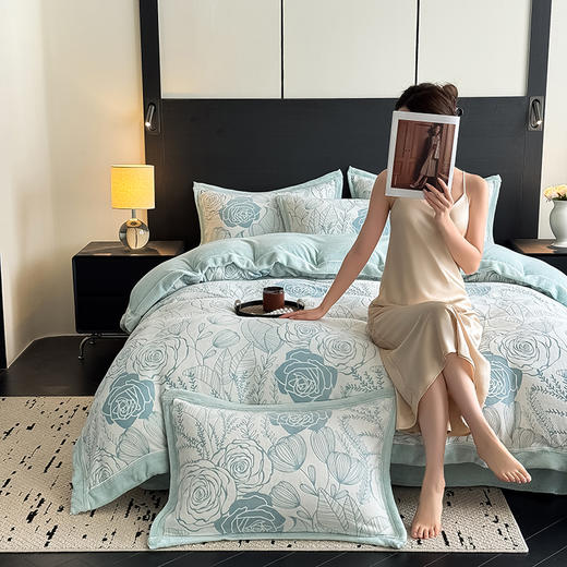 【换季出清】自然醒A类5D立体浮雕宽边牛奶绒四件套高档法兰珊瑚绒床单被套秋冬季轻奢床品QJ 商品图3