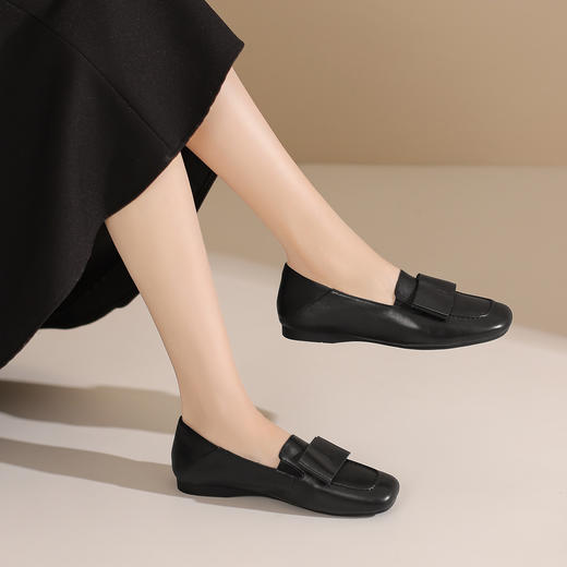 西村名物秋季新款舒适软底软面薄底平跟防滑深口单鞋乐福鞋T24CM37971 商品图4