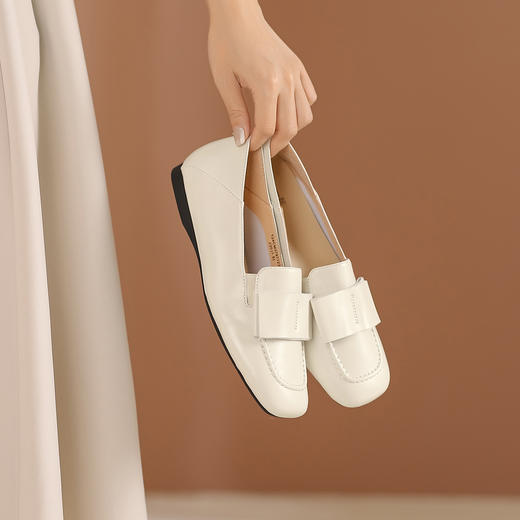 西村名物秋季新款舒适软底软面薄底平跟防滑深口单鞋乐福鞋T24CM37971 商品图6