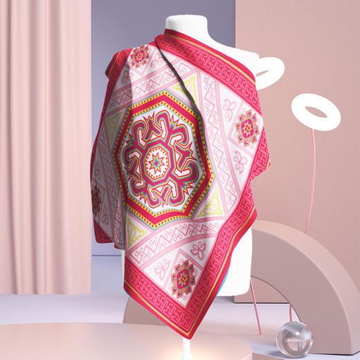 深山集市 手卷边苗族几何纹丝巾 商品图0