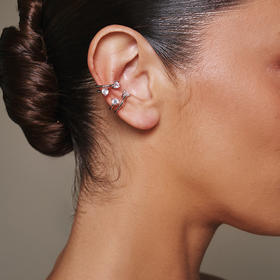 北京仓｜Lili Claspe-Eraz-银色 双圈 锆石 耳廓夹［美国设计师］