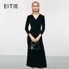 EITIE爱特爱复古V领轻奢显瘦高腰黑色礼服连衣裙冬季新款8077704 商品缩略图0