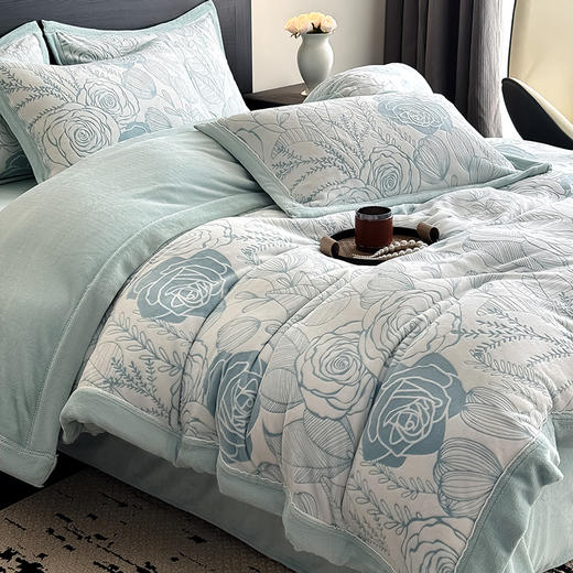 【换季出清】自然醒A类5D立体浮雕宽边牛奶绒四件套高档法兰珊瑚绒床单被套秋冬季轻奢床品QJ 商品图10