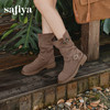 Safiya/索菲娅2025美拉德中筒绒面复古百搭休闲褶皱堆堆西部靴 SFD4116365 商品缩略图5