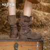 Safiya/索菲娅2025美拉德中筒绒面复古百搭休闲褶皱堆堆西部靴 SFD4116365 商品缩略图6