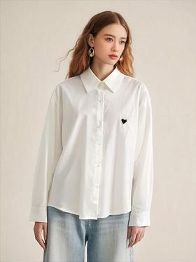 冰点价！仅限11.11！退货勿拍【秋新品】古泥品牌5626 100%棉 爱心刺绣长袖衬衫-喜出