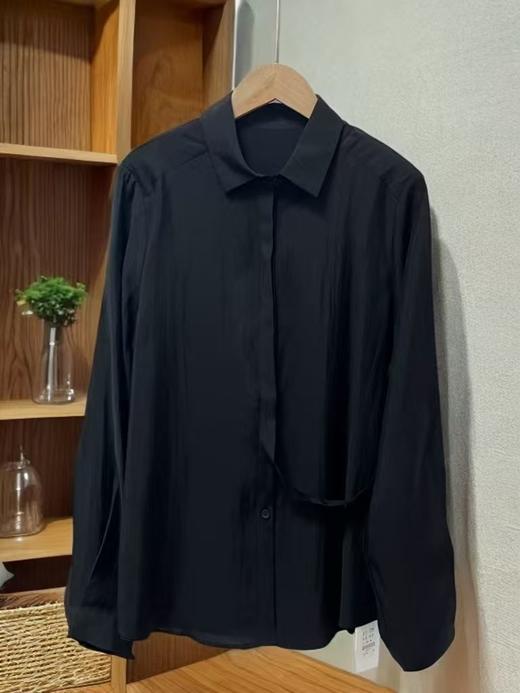 冰点价！仅限11.11！退货勿拍【秋新品】古泥7029 100%天丝黑色长袖衬衫-喜出 商品图2