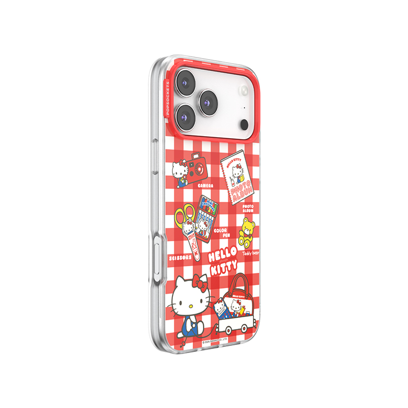 【零食天堂】Hello Kitty文具图鉴 泡泡骚 x Hello Kitty 合作系列 POPCASE手机壳 MagSafe磁吸款 红色 凯蒂猫 格纹 iPhone 17/16/15/14/13联名