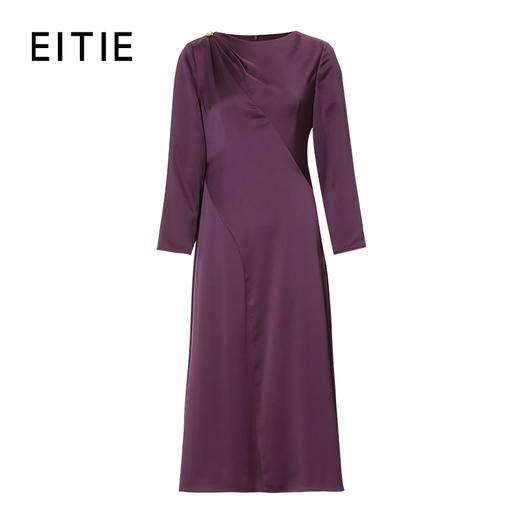 EITIE爱特爱圆领叠褶设计修身显瘦礼服连衣裙8377007 商品图2
