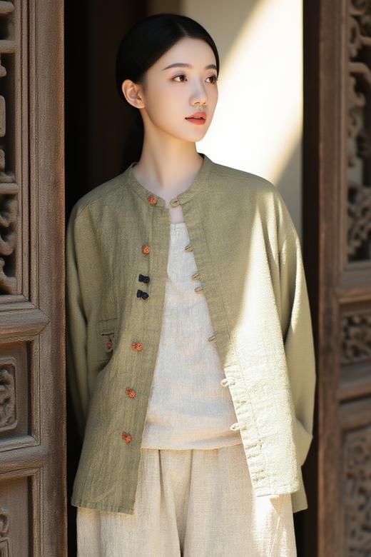 现货 臣禾	【棉麻新中式衬衫】 盘扣茶服对襟外套（71.5% 苎麻28.5% 棉）	JZ253011275 商品图6