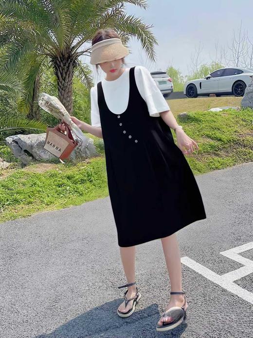 【秋新品】古泥7663假两件大码休闲连衣裙-喜出 商品图2