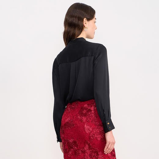 EITIE爱特爱春季新款时尚通勤职业百搭显瘦飘带上衣衬衫7709402 商品图9