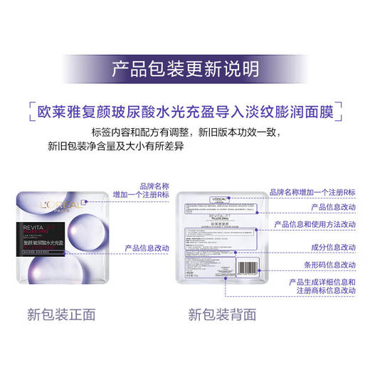欧莱雅复颜玻尿酸水光充盈导入淡纹膨润面膜29g 商品图4