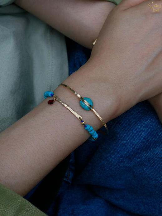 SpoiledBrat Jewelry14K注金绿松石 红宝石 手镯 商品图4