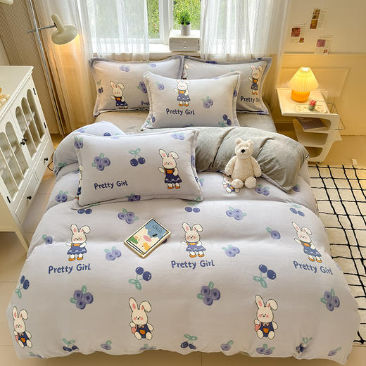 【换季出清】自然醒卡通A类小清新印花牛奶绒被套单件单独被罩加厚珊瑚绒冬QJ 商品图1