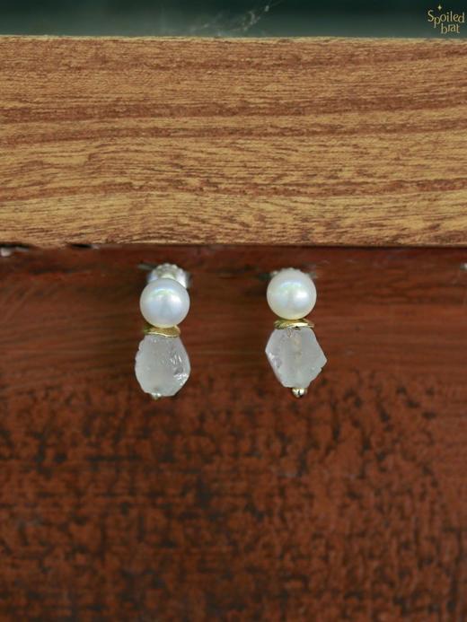 SpoiledBrat Jewelry925银珍珠白水晶耳钉 商品图2