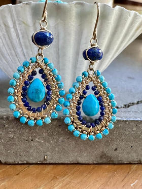 SpoiledBrat Jewelry戏剧系列 绿松石青金石耳环