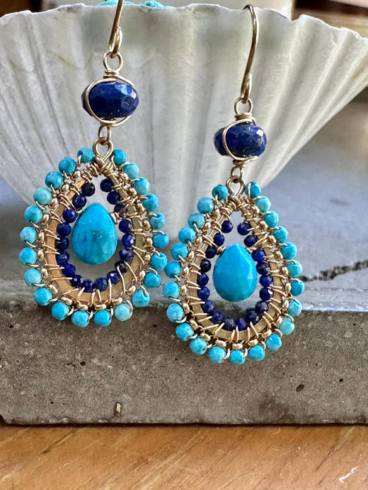 SpoiledBrat Jewelry戏剧系列 绿松石青金石耳环 商品图0