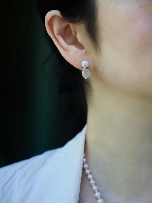 SpoiledBrat Jewelry925银珍珠白水晶耳钉 商品图1