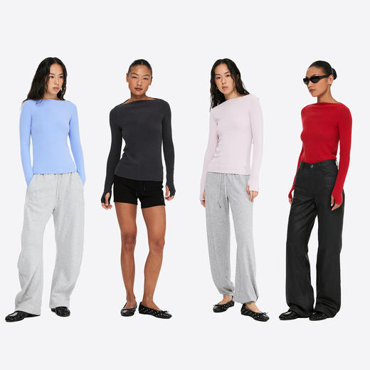 oneup一字领磨毛长袖 商品图4