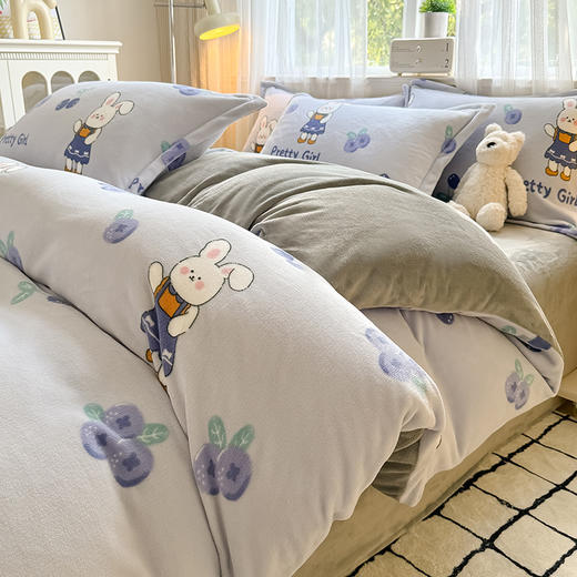 【换季出清】自然醒卡通A类小清新印花牛奶绒被套单件单独被罩加厚珊瑚绒冬QJ 商品图10