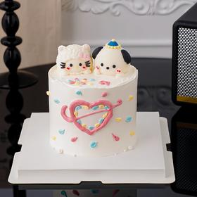 【奶油Kitty狗狗组合】叮当CAKE爆款生日蛋糕-鲜果奶油蛋糕