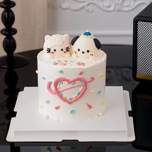 【奶油Kitty狗狗组合】叮当CAKE爆款生日蛋糕-鲜果奶油蛋糕 商品图0