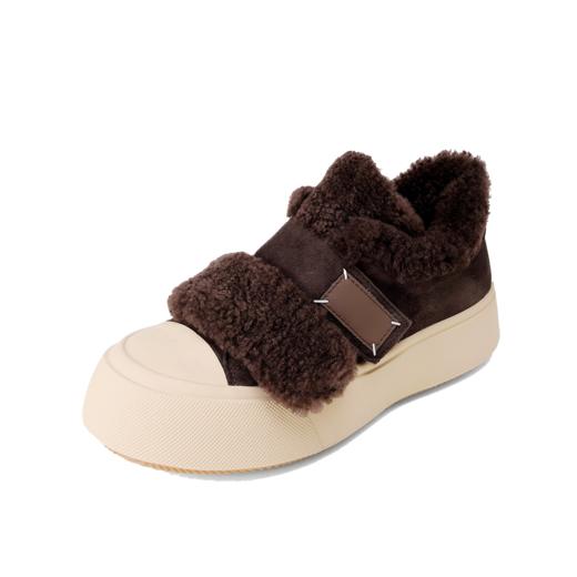 西村名物2024秋季新款时尚简约保暖加绒厚底毛毛鞋百搭休闲鞋女T24DM47971 商品图12