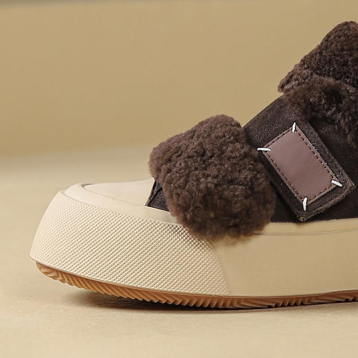 西村名物2024秋季新款时尚简约保暖加绒厚底毛毛鞋百搭休闲鞋女T24DM47971 商品图8