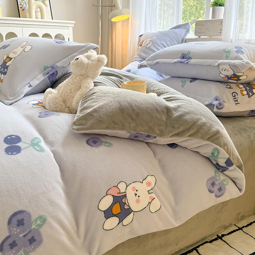 【换季出清】自然醒卡通A类小清新印花牛奶绒被套单件单独被罩加厚珊瑚绒冬QJ 商品图9