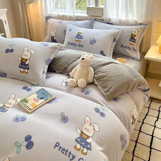 【换季出清】自然醒卡通A类小清新印花牛奶绒被套单件单独被罩加厚珊瑚绒冬QJ 商品图7