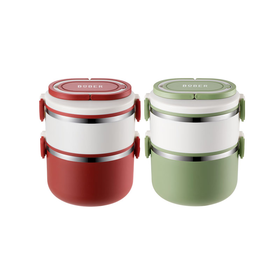 BDY-CB865A-GN/RD悠然双层不锈钢便当盒