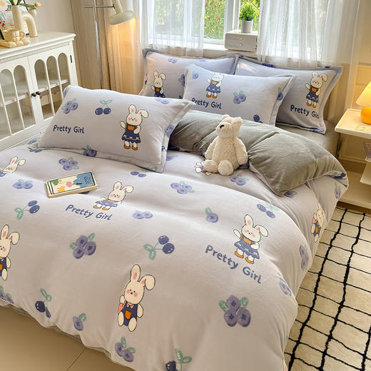 【换季出清】自然醒卡通A类小清新印花牛奶绒被套单件单独被罩加厚珊瑚绒冬QJ 商品图2