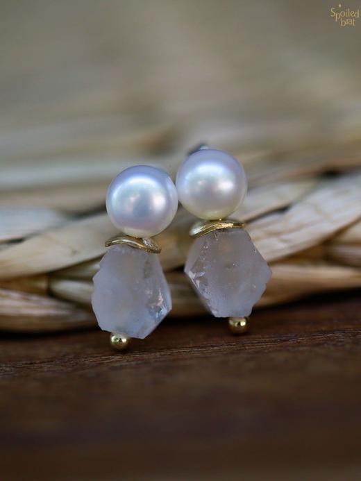 SpoiledBrat Jewelry925银珍珠白水晶耳钉 商品图0