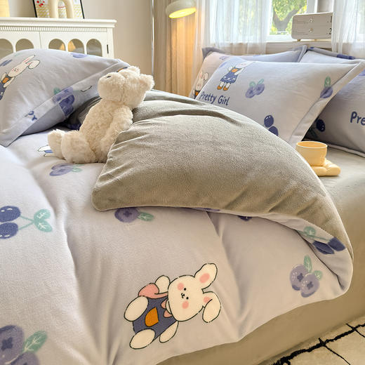 【换季出清】自然醒卡通A类小清新印花牛奶绒被套单件单独被罩加厚珊瑚绒冬QJ 商品图6