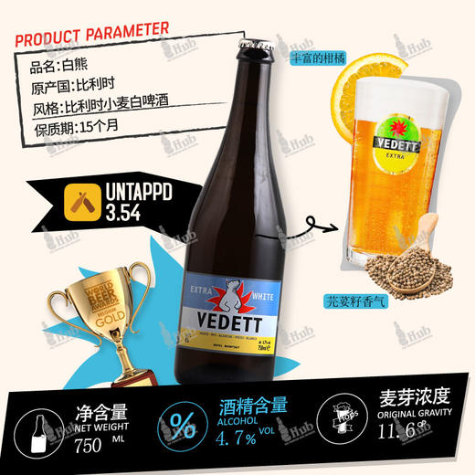 比利时进口白熊小麦啤酒 750ml  4.7%vol 商品图1