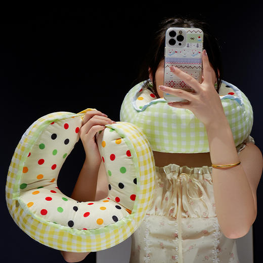 自然醒泡泡纱驼峰波点格子U型枕QYL 商品图8