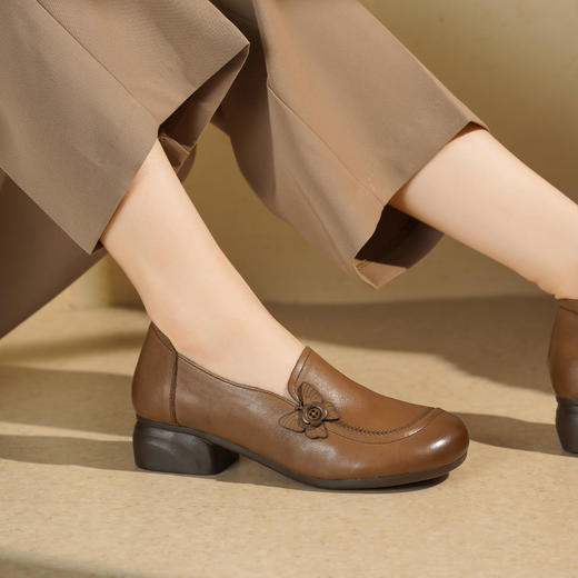 西村名物2025年秋季新款舒适软底软面百搭深口单鞋乐福鞋T25CM31251 商品图8