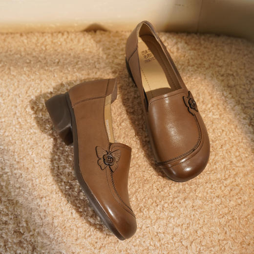 西村名物2025年秋季新款舒适软底软面百搭深口单鞋乐福鞋T25CM31251 商品图7