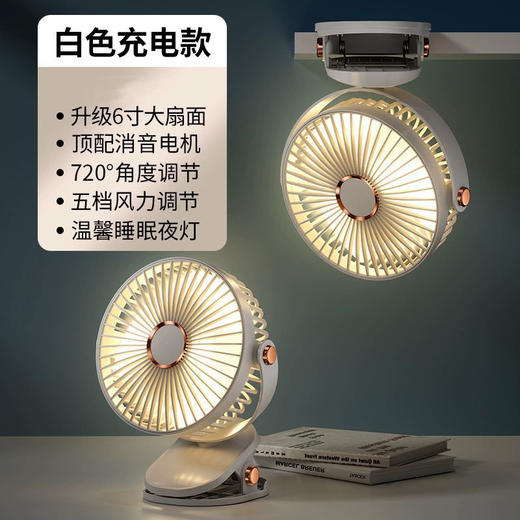 小型静音专用微型充电小风扇桌面风扇夹子充电风扇便携式床头风扇 商品图0