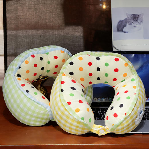 自然醒泡泡纱驼峰波点格子U型枕QYL 商品图14