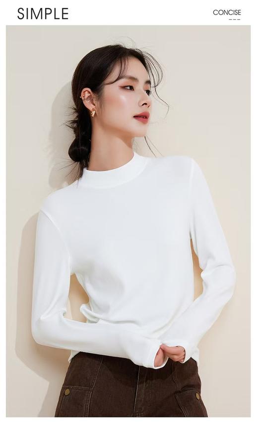 【自营】~王炸爆款 这也太好穿了吧！！半高领高级感打底衫02882-喜出 商品图2