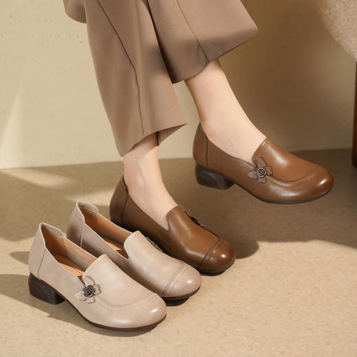 西村名物2025年秋季新款舒适软底软面百搭深口单鞋乐福鞋T25CM31251 商品图0