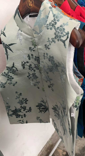 盛唐牡丹| 水绿色蓝竹叶漳绒马甲(里人丝,钉珠款)