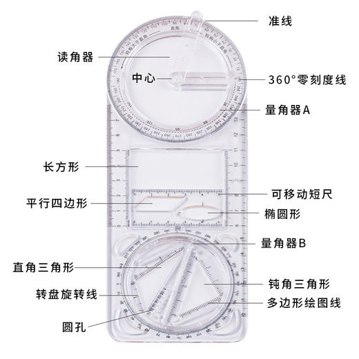 中小学生活动角尺多功能尺子 小学版 几何图形学生专用画绘图函数尺/个 商品图8