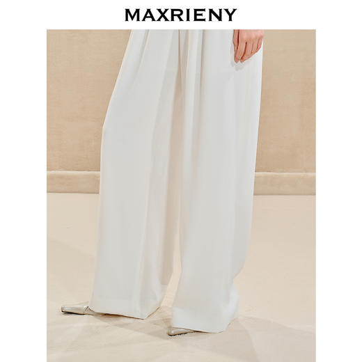 MAXRIENY垂感直筒裤显瘦气质白色高腰时尚外穿休闲裤(货号:MS85PA518) 商品图3