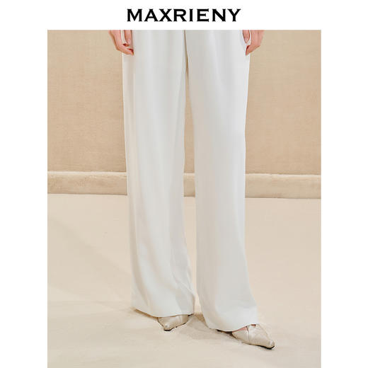 MAXRIENY垂感直筒裤显瘦气质白色高腰时尚外穿休闲裤(货号:MS85PA518) 商品图2