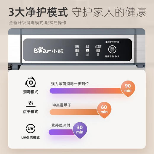 小熊厨房碗筷餐具收纳消毒柜保洁柜烘干柜30L【不支持补差，非质量问题不退不换】S 商品图7