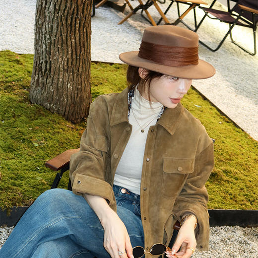 【预售7天】良木礼羊皮翻领外套（腰带）（Q2582112） 商品图6